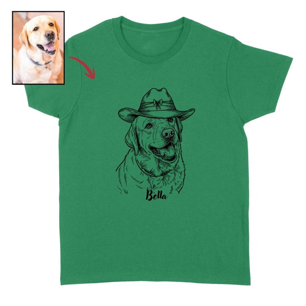 Funny Custom Dog wearing a Cowboy Hat Unisex T-shirt FSD4845
