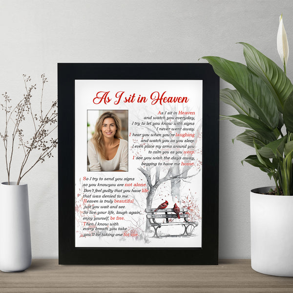 Memorial Shadow Box As I Sit in Heaven Memorial Picture Frame for Loss of Loved One 2x3 Photo TND1