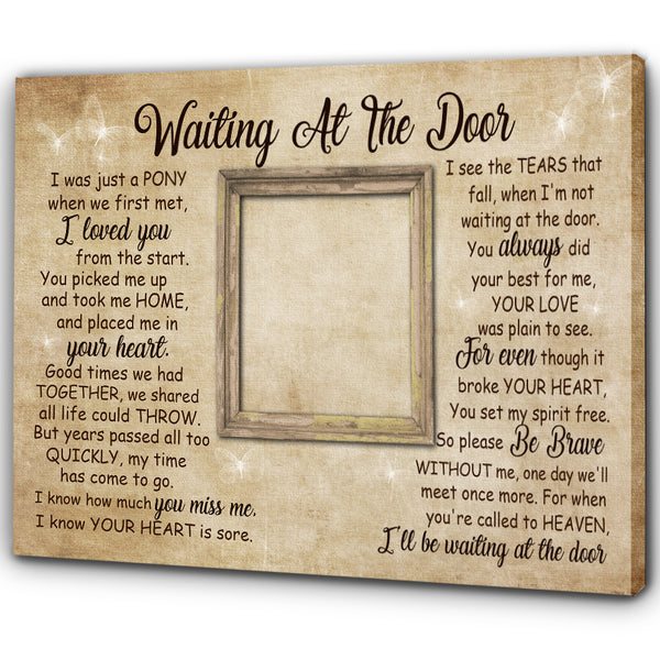 Horse Memorial Canvas Gift| Waiting At The Door Sympathy Gifts for Loss of Horse| In Memory of Horse NXM298