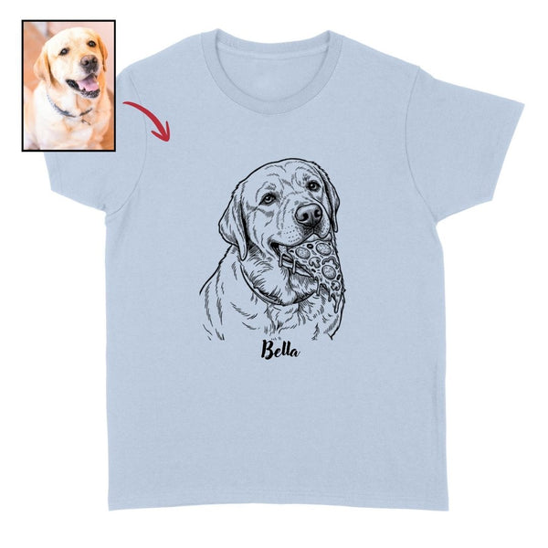Custom Funny Dog with a Pizza in Its Mouth Unisex T-shirt - Personalized Pet Gift FSD4845