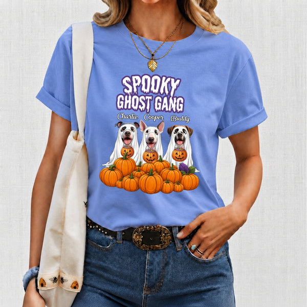 Funny Spooky Ghost Gang Custom Multiple Dogs with Pumpkims Halloween Unisex T-shirt FSDM55
