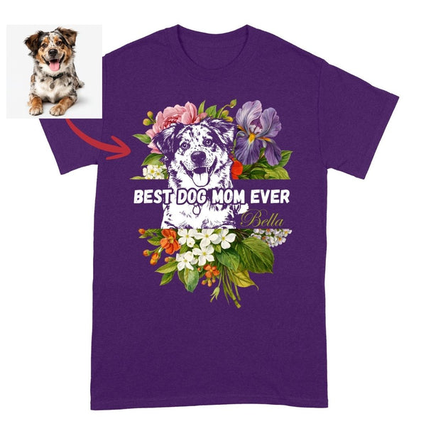 Floral Best Dog Mom Ever Custom Dog T-shirt, Pet Gift for Dog Mom FSD4828