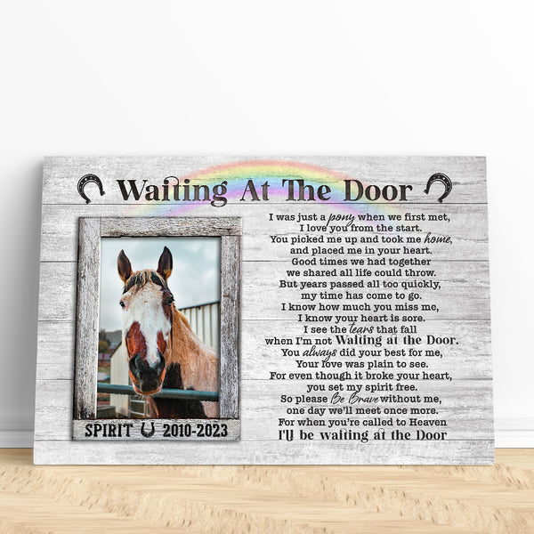 Horse Memorial Gifts Canvas Gifts Waiting At The Door Memorial Gift for Loss of Horse NXM267