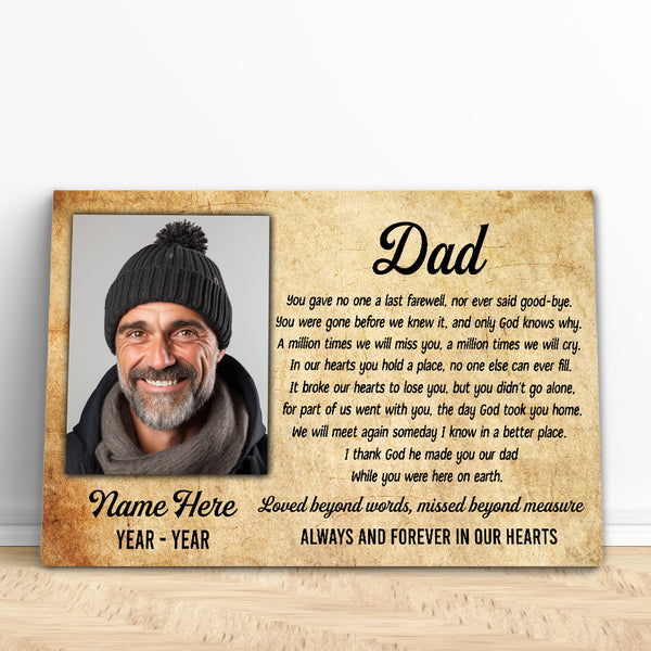 Dad Memorial Canvas Gift Personalized Memorial Gifts for Loss of Dad Father In Heaven M511