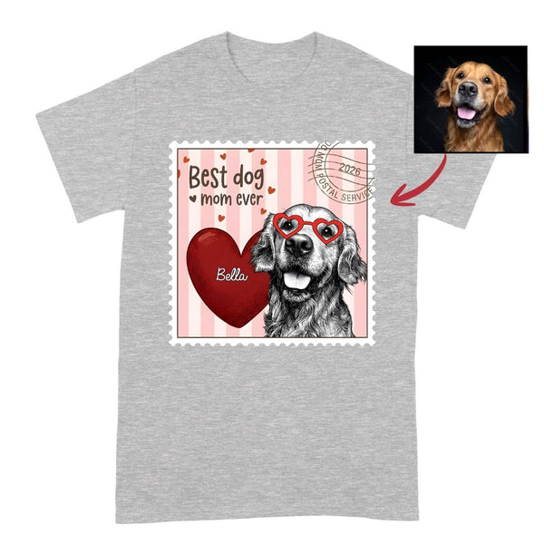 Best Dog Mom Ever Custom Dog Portrait Stamp T-shirt FSD4823