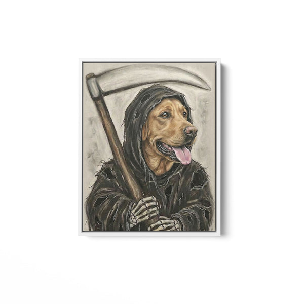 Custom Dog Grim Reaper Style Framed Matte Canvas FSD4789