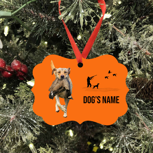 Yellow Labrador Retriever Hunting Dog Custom Name Medallion Aluminum Ornament - Dog Christmas ornament FSD4345
