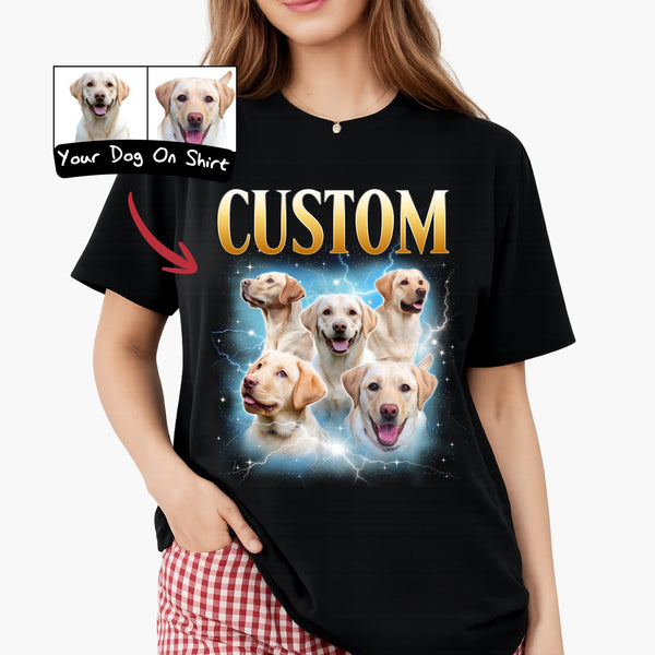 Custom Standard T-Shirt Dog Photo + Name Custom Dog Potrait Personalized Shirt FSD4797