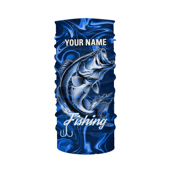 Blue Fishing Largemouth Bass Fish Hook Custom Name Long Sleeve Performance Shirt TTN121