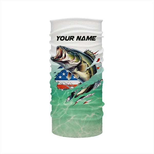Bass Fishing American Flag Custom long sleeve performance Fishing Shirts, patriotic fishing gifts TTN65