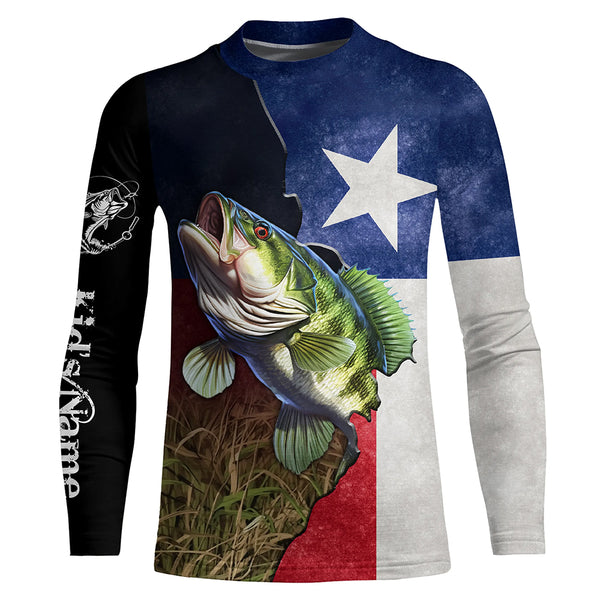Bass Fishing Texas Flag Custom Name UV Protection Shirts - Personalized Fishing jerseys Fishing Gifts TTN24