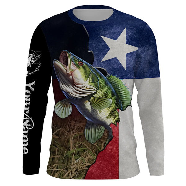 Bass Fishing Texas Flag Custom Name UV Protection Shirts - Personalized Fishing jerseys Fishing Gifts TTN24