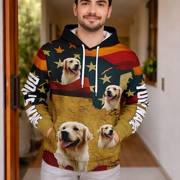 Custom Dog Photo American Patriotic Hoodie for Dog Lovers FSD4777