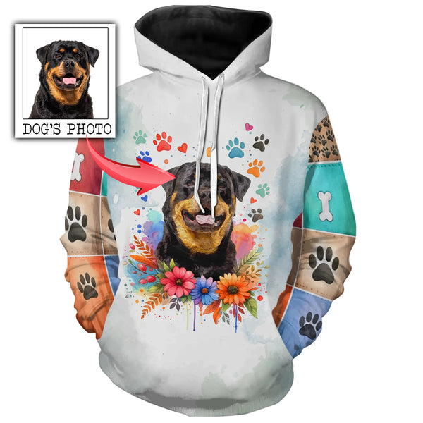 Dog lovers custom dog's photo watercolor effect personalized shirt for dog lover D11