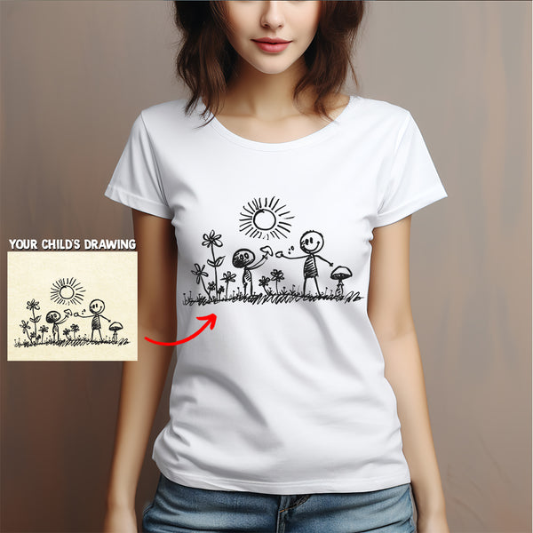 T-Shirt Designed by Your Child - Custom Drawing T-Shirt, Actual Drawing T-Shirt, Personalized Gift For Dad, Mom and Grandparents