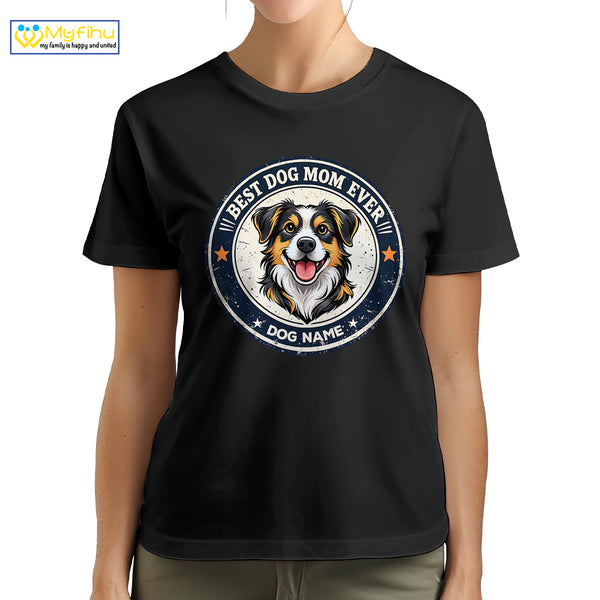 Best Dog Mom Ever Vintage Custom Dogface Premium Women's T-Shirt for Mom DM04