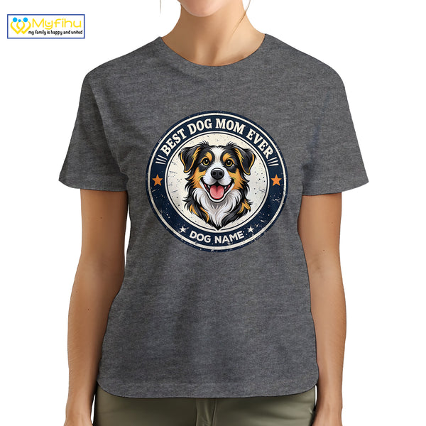 Best Dog Mom Ever Vintage Custom Dogface Premium Women's T-Shirt for Mom DM04
