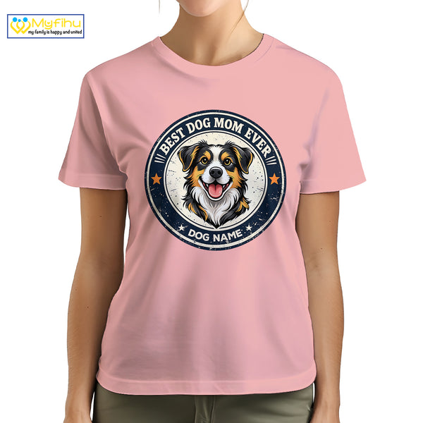 Best Dog Mom Ever Vintage Custom Dogface Premium Women's T-Shirt for Mom DM04