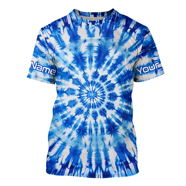 Blue Tie Dye Camo Uv Protection Custom Long Sleeve Performance Fishing Shirts For Men And Women IPHW4890