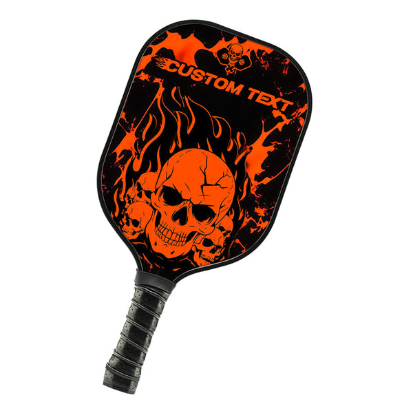 Black And Orange Flame Skull Custom Pickleball Paddle, Halloween Pickleball Paddles Gifts IPHW7463