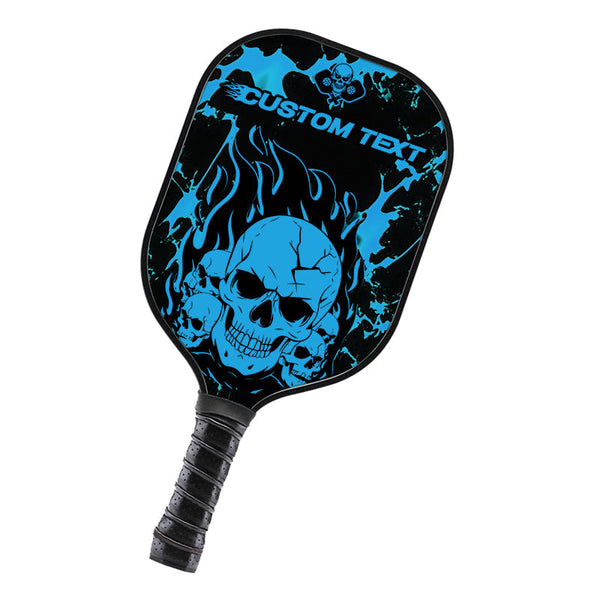Black And Blue Flame Skull Custom Pickleball Paddle, Halloween Pickleball Paddles Gifts IPHW7466
