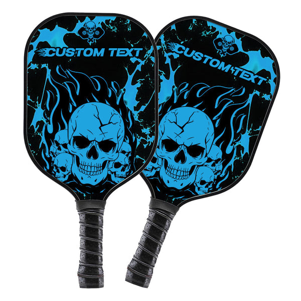 Black And Blue Flame Skull Custom Pickleball Paddle, Halloween Pickleball Paddles Gifts IPHW7466