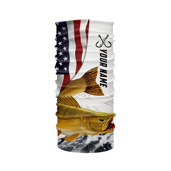 Walleye Fishing American Flag Custom Long Sleeve Fishing Shirts, Patriotic Fishing Jerseys IPHW4655