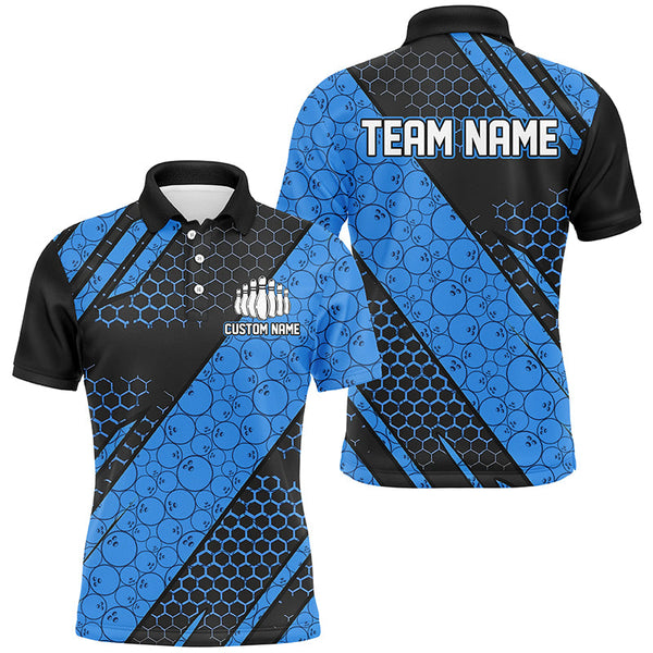 Bowling Ball Pattern Custom Bowling Team Jerseys, Bowlers Shirts For Men And Women | Blue IPHW6474