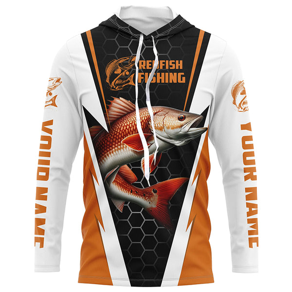 Custom Redfish Fishing Jerseys, Redfish Fishing Long Sleeve Fishing Tournament Shirts | Orange IPHW6121