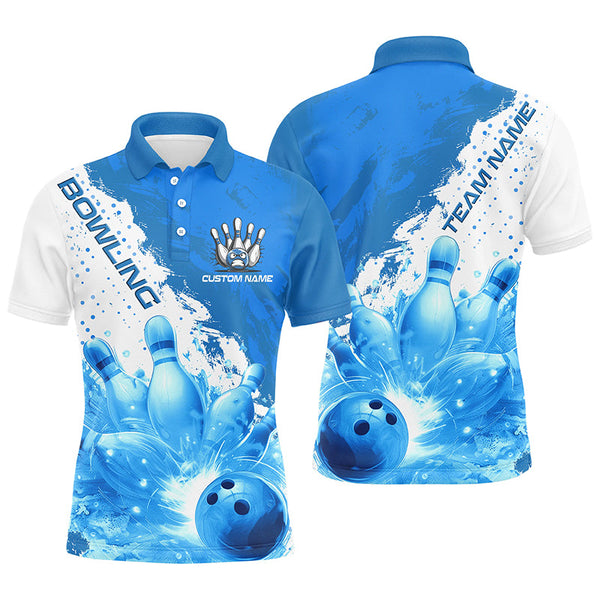 Blue Flame Strike Bowling Custom Team Shirts For Men And Women, Bowler Outfit Bowling Team Jersey IPHW6255