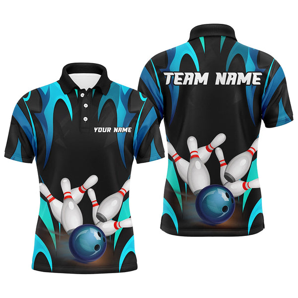 Black And Blue Customize Bowling Shirts For Men Team Jerseys  Gifts For Bowlers IPHW7107