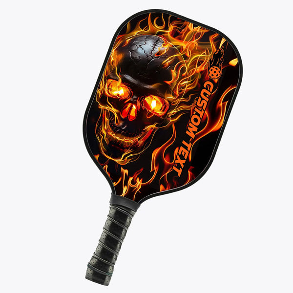 Black And Orange Flame Skull Custom Pickleball Paddle, Halloween Pickleball Paddles Gifts Pickleball Rackets IPHW7490
