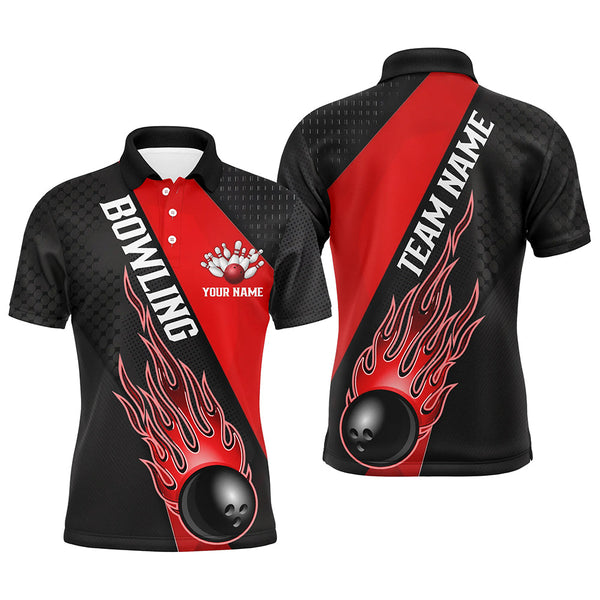 Red Flame Bowling Ball Custom Bowling Shirts For Men And Women, Bowling Team Jerseys IPHW6183