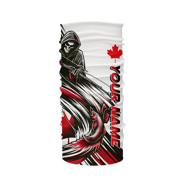 Fish Reaper Long Sleeve Fishing Shirts, Canada Flag Personalized Fishing Gift For Canadian Fisherman IPHW5548