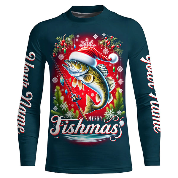 Personalized Walleye Christmas Fishing Shirts For Fisherman Fishing Gifts IPHW5558