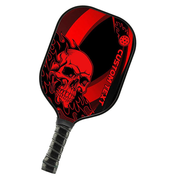 Black And Red Flame Skull Custom Pickleball Paddle, Halloween Pickleball Paddles Pickleball Gifts IPHW7470