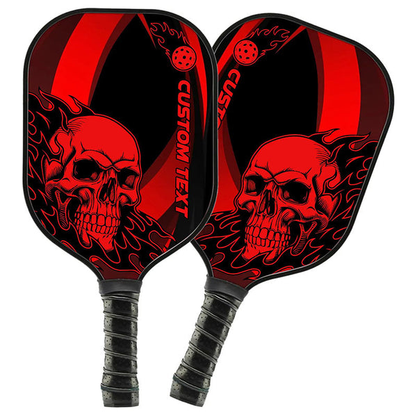 Black And Red Flame Skull Custom Pickleball Paddle, Halloween Pickleball Paddles Pickleball Gifts IPHW7470