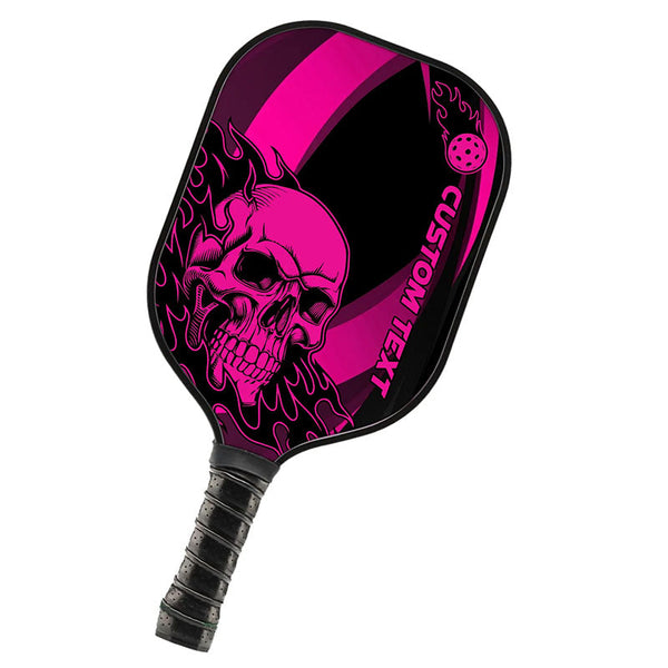 Black And Pink Flame Skull Custom Pickleball Paddle, Halloween Pickleball Paddles Pickleball Gifts IPHW7472