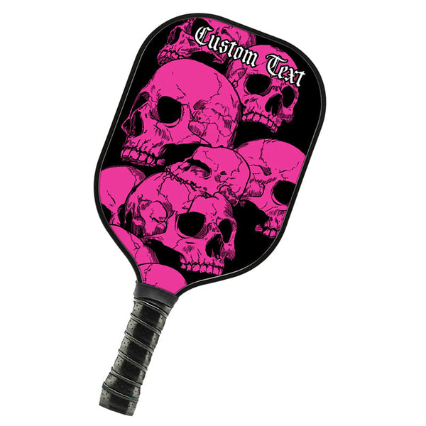 Black And Pink Skulls Customized Picklebal Paddle, Team Pikcleball Paddles Halloween Pickleball Gifts IPHW7487