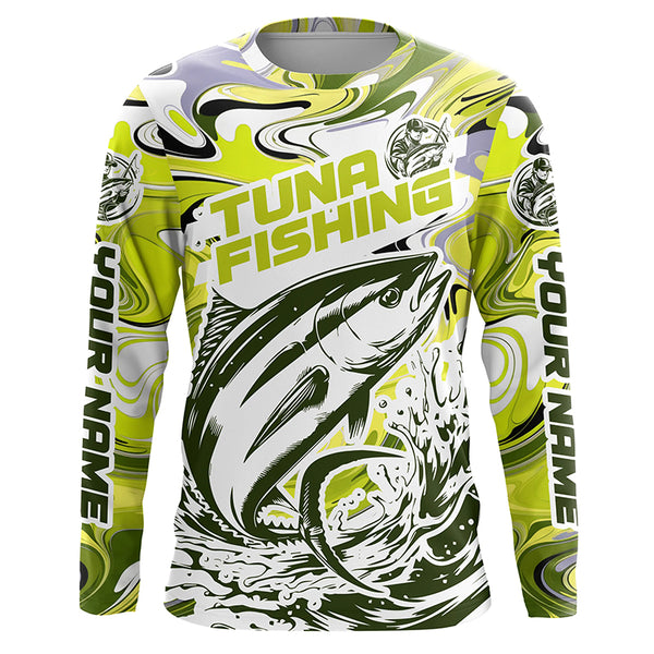 Personalized Tuna Saltwater Fishing Long Sleeve Fishing Shirts, Multi-Color Tuna Fishing Jerseys IPHW5888