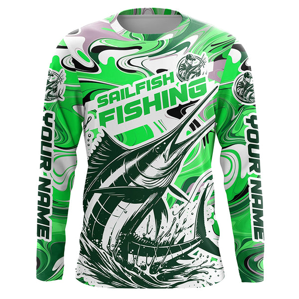 Personalized Sailfish Saltwater Fishing Long Sleeve Fishing Shirts, Multi-Color Sailfish Fishing Jerseys IPHW5889
