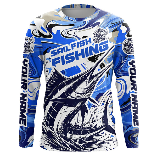 Personalized Sailfish Saltwater Fishing Long Sleeve Fishing Shirts, Multi-Color Sailfish Fishing Jerseys IPHW5889