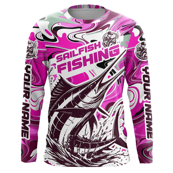 Personalized Sailfish Saltwater Fishing Long Sleeve Fishing Shirts, Multi-Color Sailfish Fishing Jerseys IPHW5889