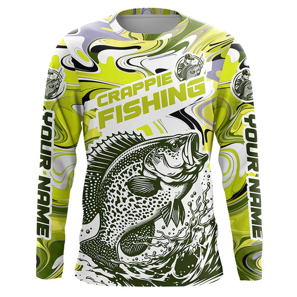 Custom Multi-Color Crappie Long Sleeve Fishing Shirts, Crappie Jerseys For Fishing Team IPHW5921