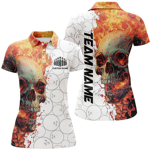 Personalized Skull Bowling Shirt For Women Custom Team'S Name Flame Bowler Jerseys IPHW5810
