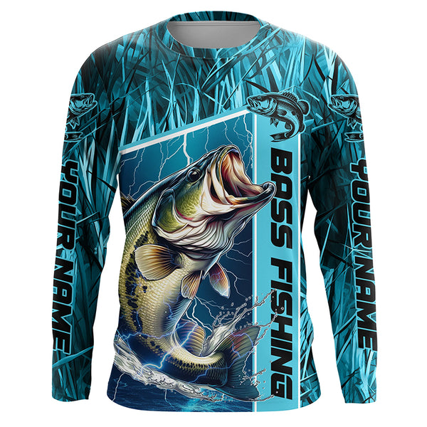 Custom Multi-Color Camo Bass Long Sleeve Tournament Fishing Shirts, Personalized Bass Fishing Jerseys IPHW5826