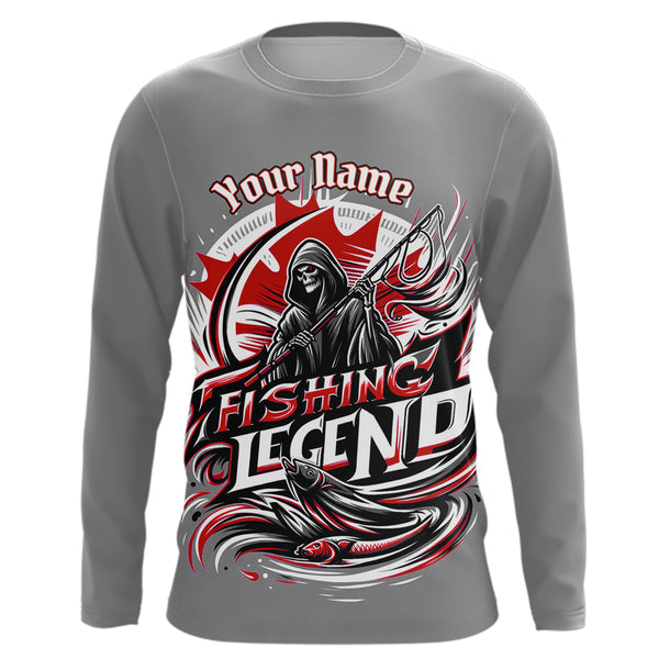 Custom Canadian Flag Fishing Legend Performance Fishing Shirts Fishing Gift For Men, Women And Kid IPHW5547
