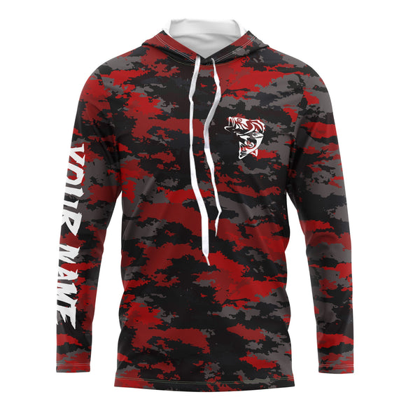Bass fishing Red camouflage Custom fishing Shirts jersey - Custom camo fishing apparel NQS3212