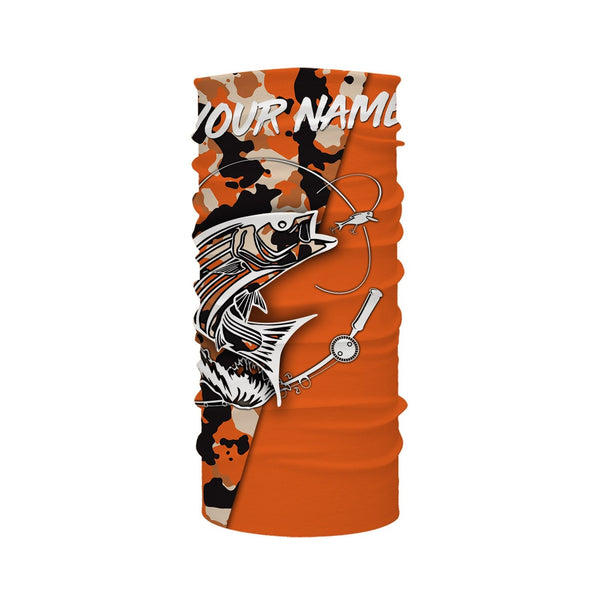 Custom Name striped bass fishing tattoos Camouflage Orange shirt Performance Fishing Shirt, Striper Fishing Jerseys NQS2507