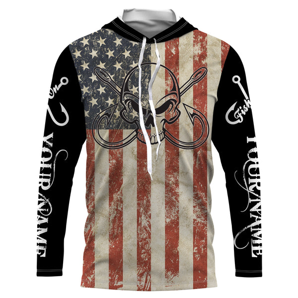 Fish Reaper Fishing American flag patriotic Custom Name 3D All over Printed UV Protection Shirts NQS2988